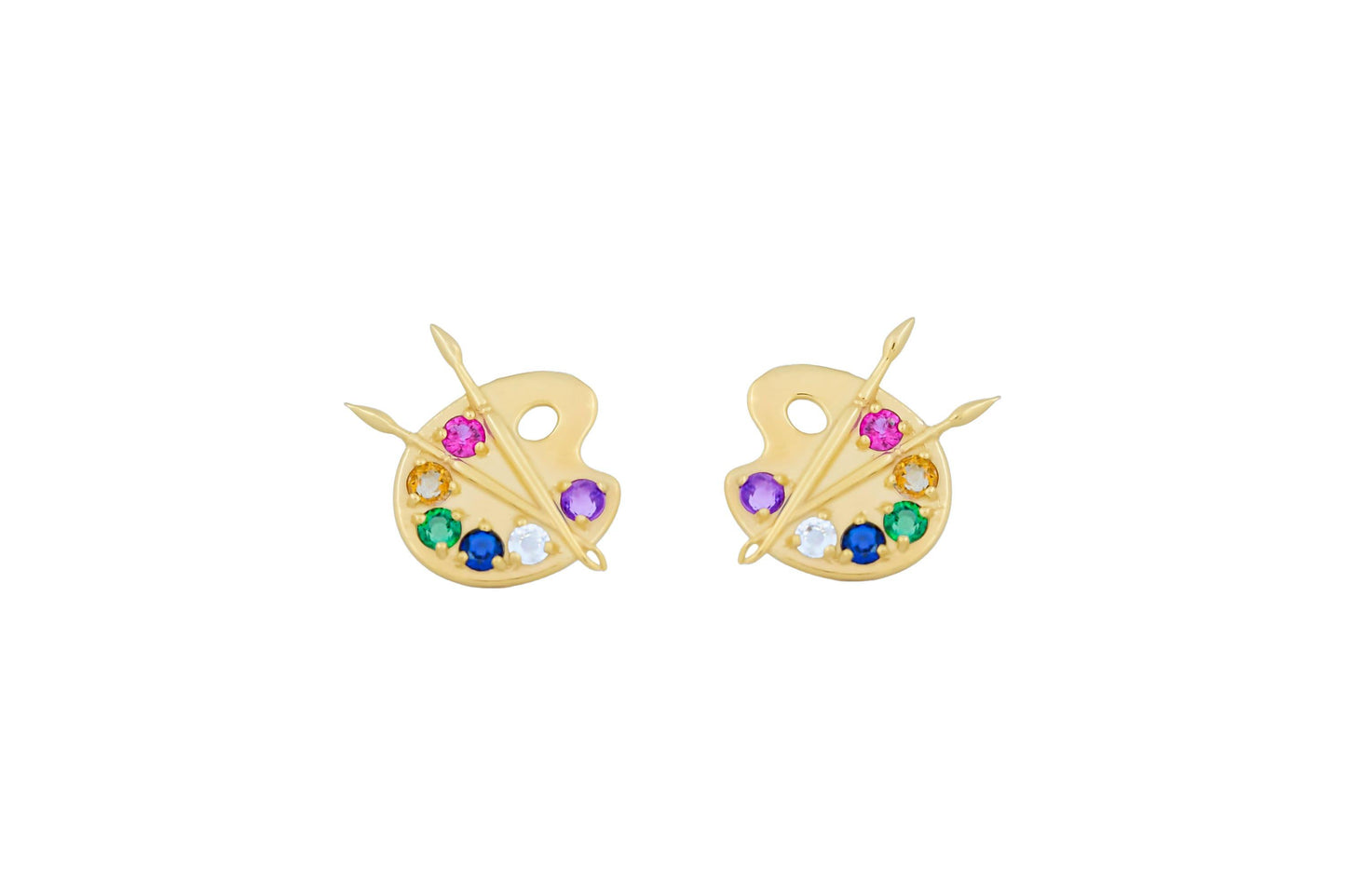 14k Gold Artist Palette Earrings studs