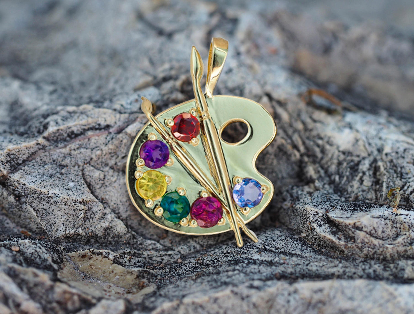 14k Gold Artist Palette Pendant