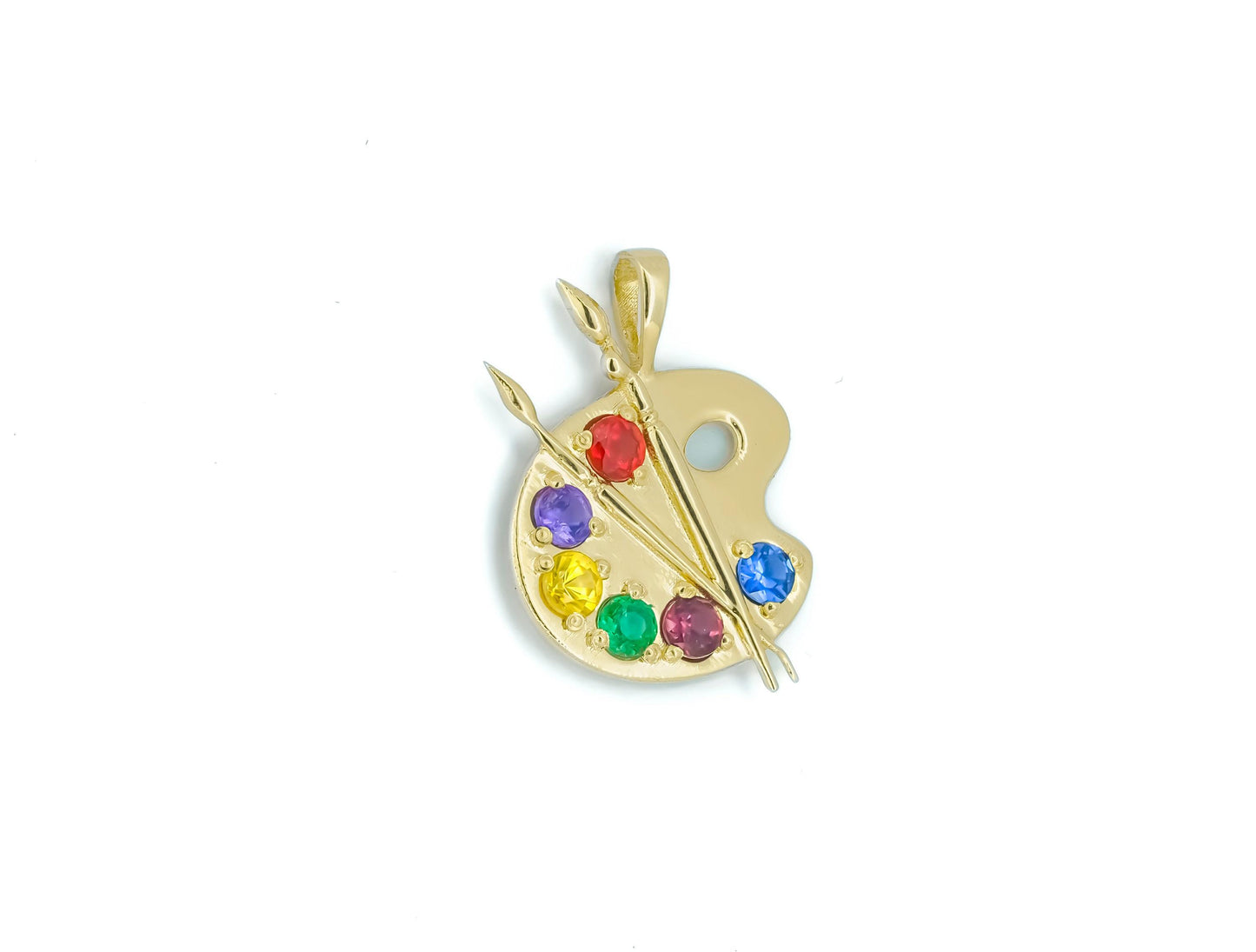 14k Gold Artist Palette Pendant