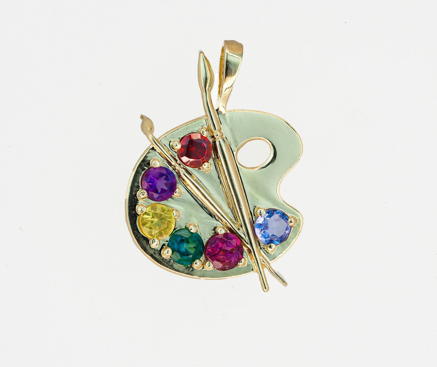 14k Gold Artist Palette Pendant
