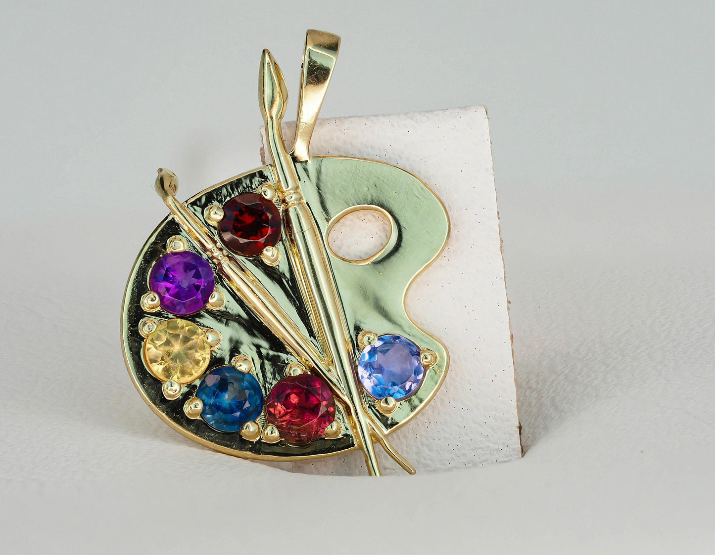 14k Gold Artist Palette Pendant