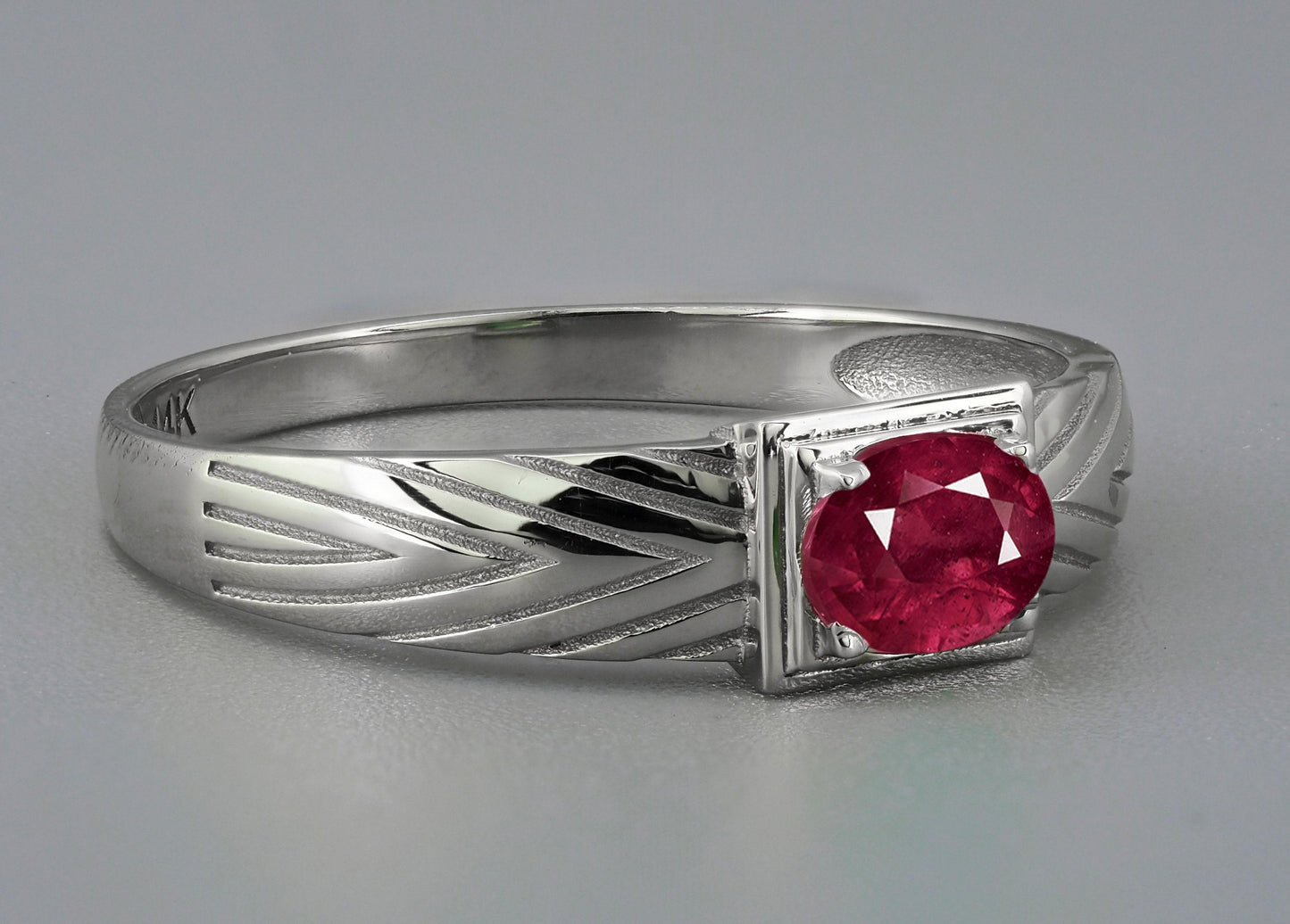 14k Gold Mens Ring with Ruby