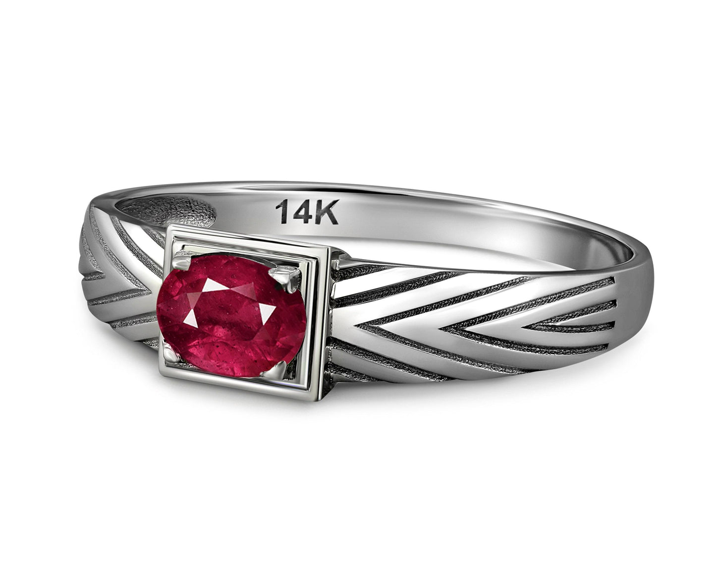 14k Gold Mens Ring with Ruby