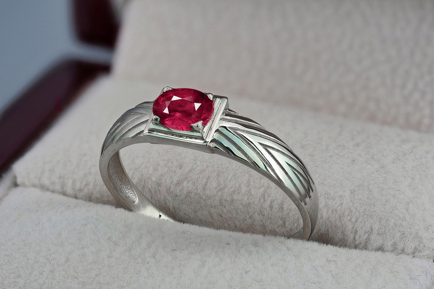 14k Gold Mens Ring with Ruby
