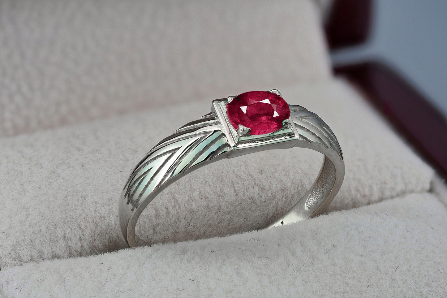 14k Gold Mens Ring with Ruby
