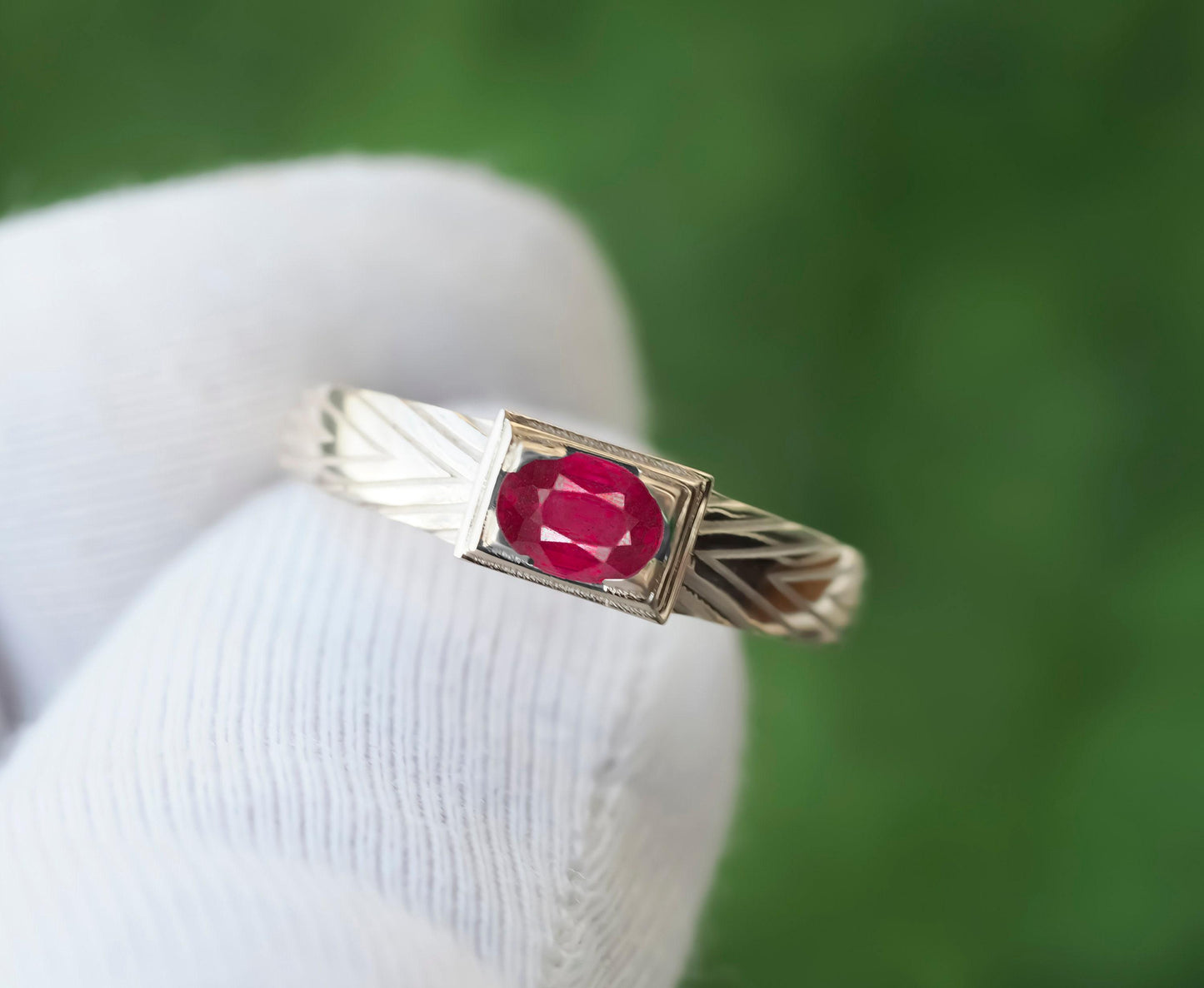 14k Gold Mens Ring with Ruby