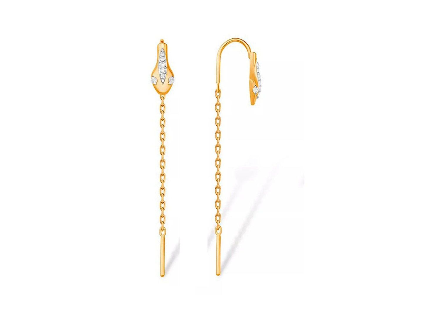 14k Gold Threader Snake Earrings
