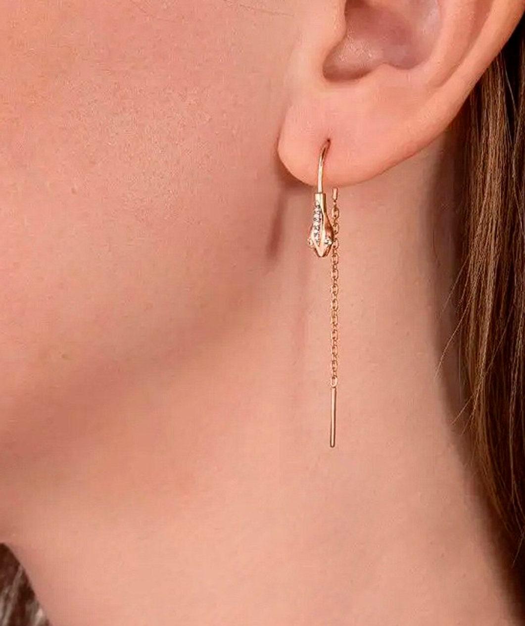 14k Gold Threader Snake Earrings