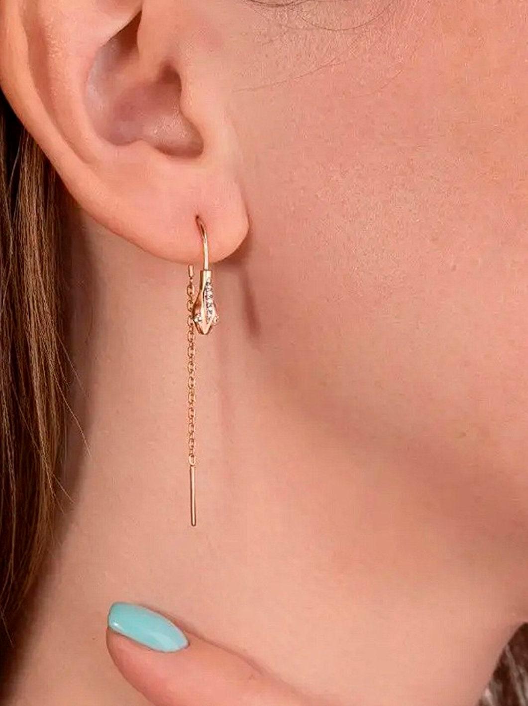 14k Gold Threader Snake Earrings