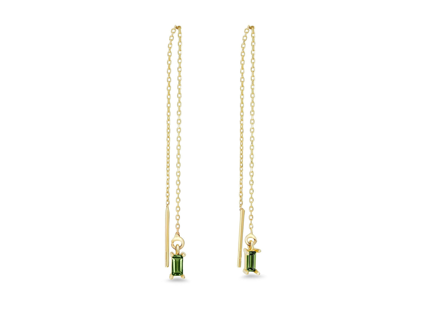 14k solid gold drop earrings with peridots