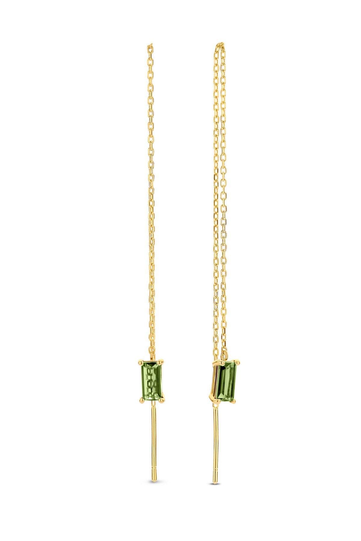 14k solid gold drop earrings with peridots