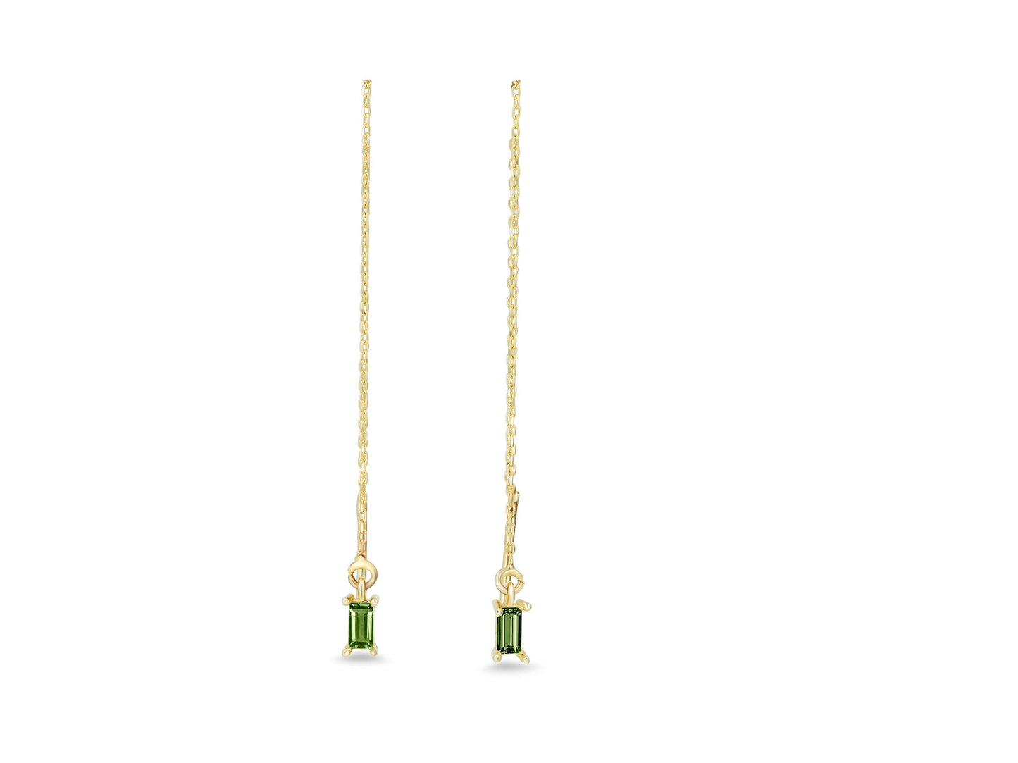 14k solid gold drop earrings with peridots