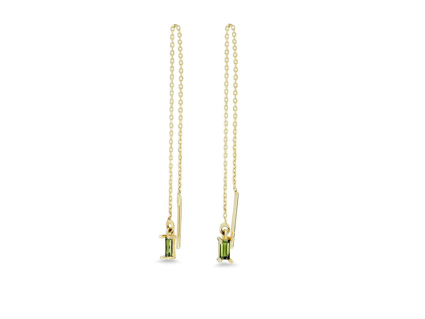 14k solid gold drop earrings with peridots