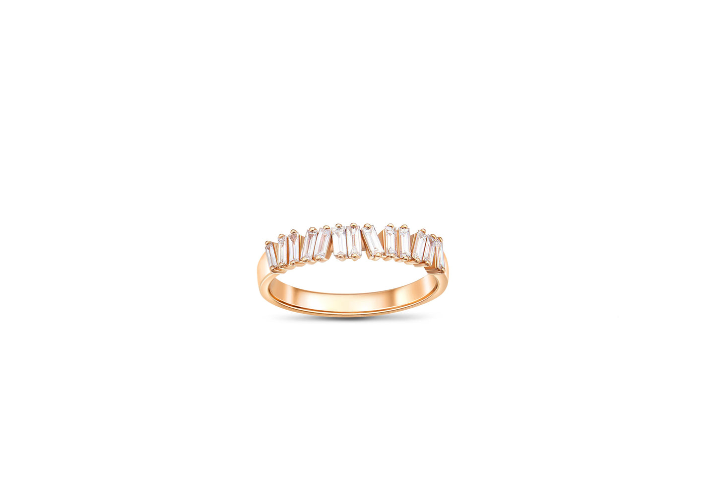 Baguette Row Wedding 14k gold ring