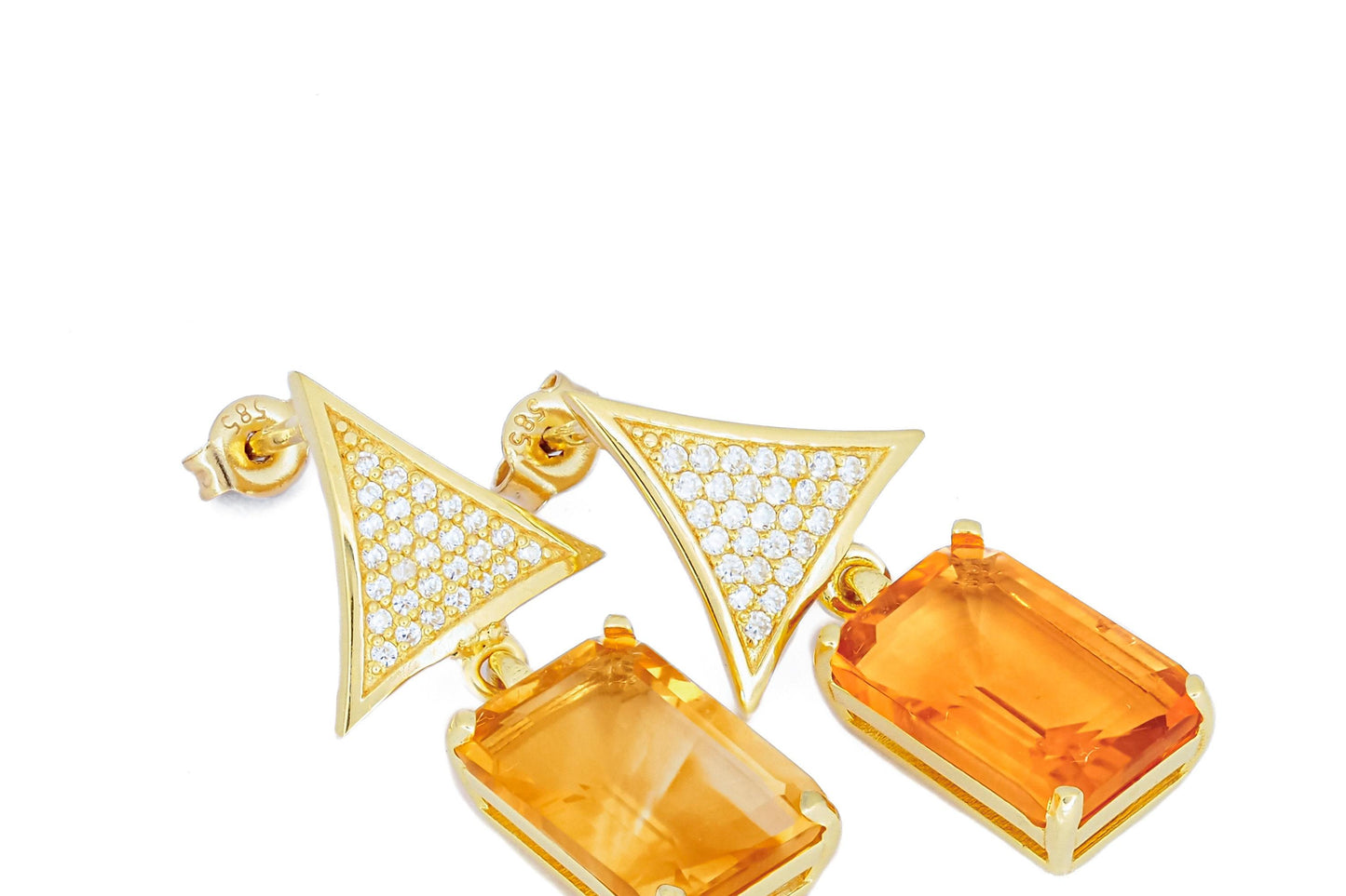 Citrine 14k gold earrings studs