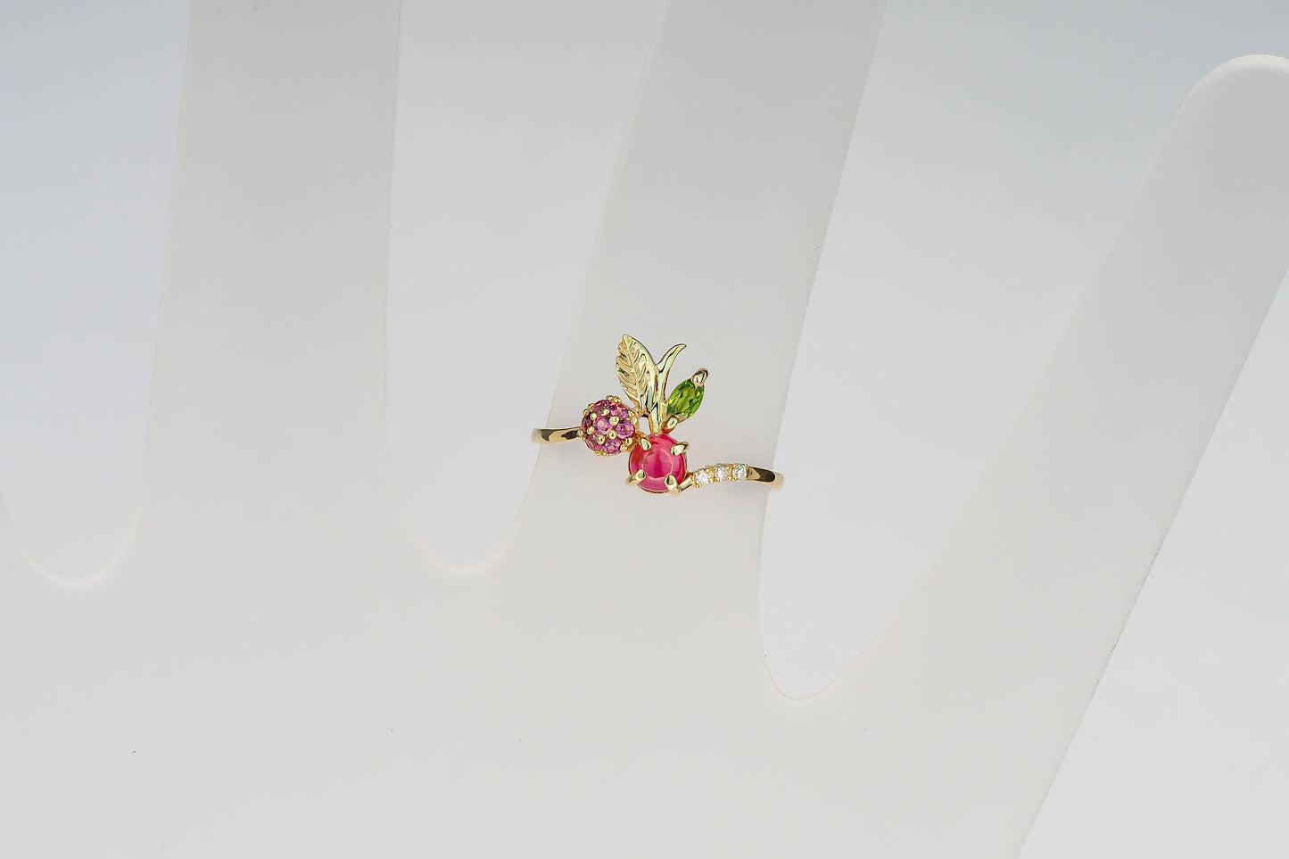 Gold Cherry ruby ring in 14k gold