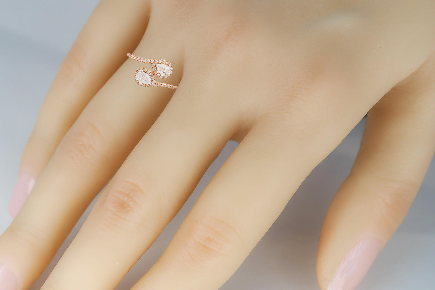 Double Moissanite Unique 14k gold Ring