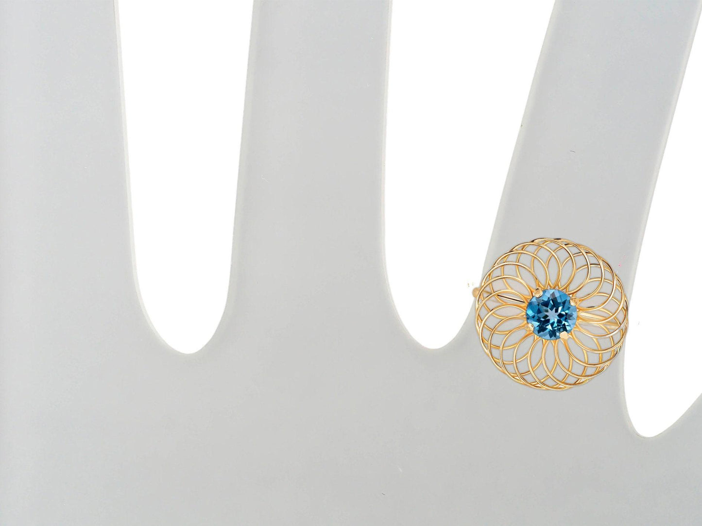 Round topaz 14k gold ring