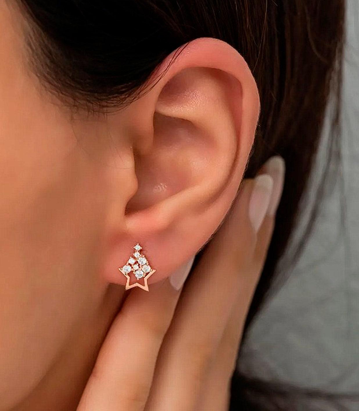 Star dust Stud Earrings in 14k gold