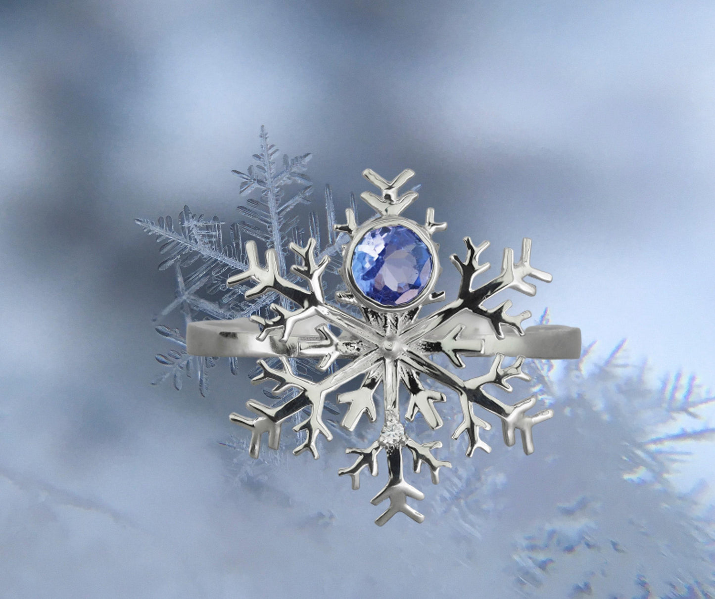Tanzanite Snowflake gold 14k Ring