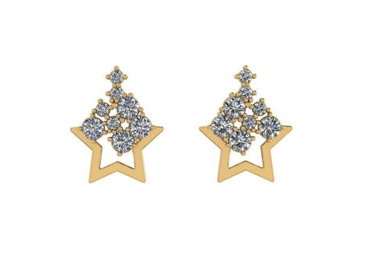 Star dust Stud Earrings in 14k gold