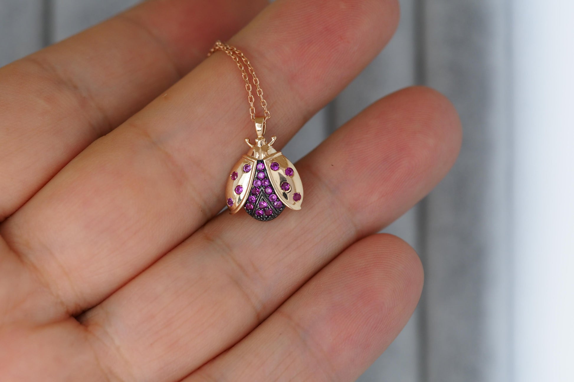 14k Gold Ladybug Necklace.