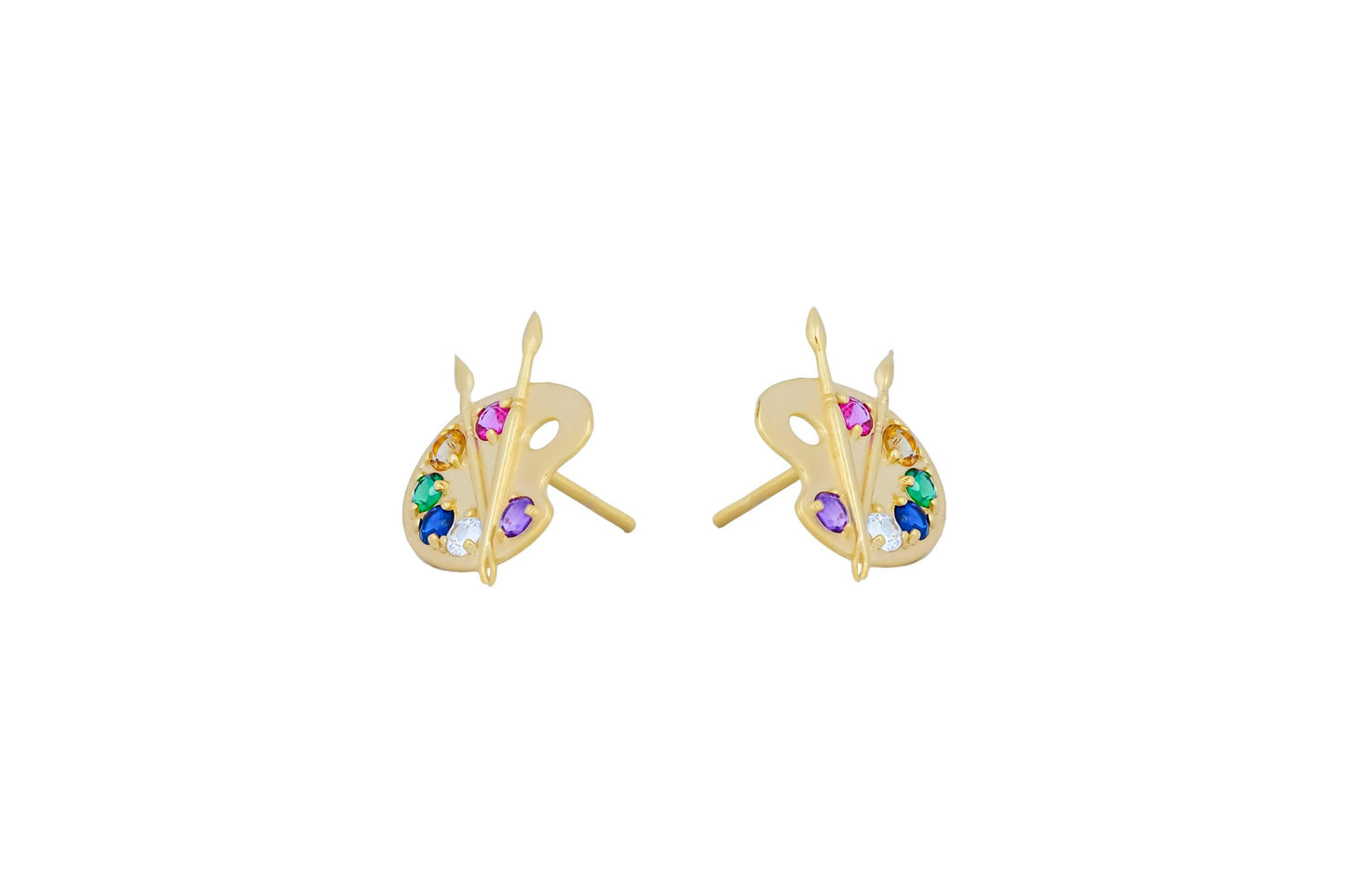 14k Gold Artist Palette Earrings studs