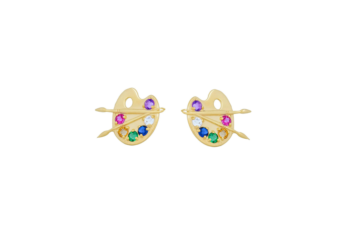 14k Gold Artist Palette Earrings studs