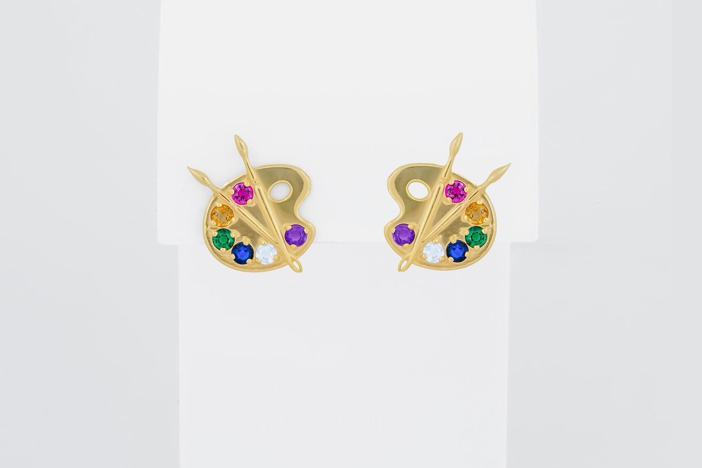 14k Gold Artist Palette Earrings studs