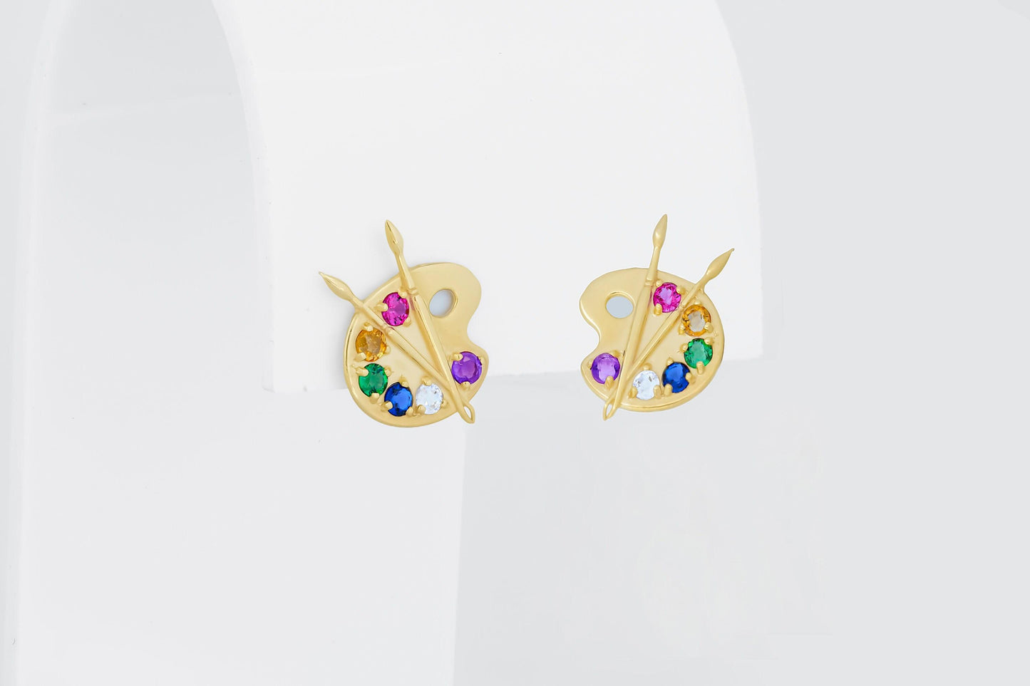 14k Gold Artist Palette Earrings studs