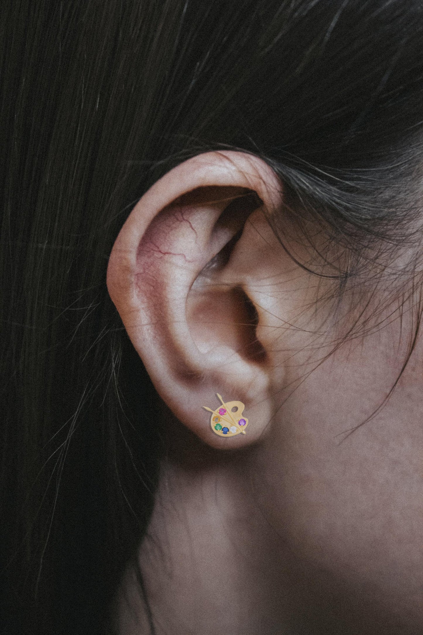 14k Gold Artist Palette Earrings studs