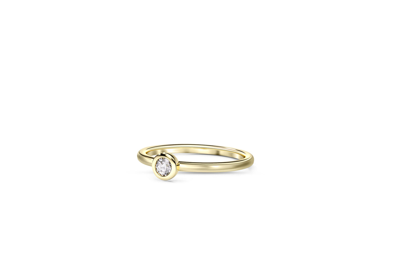 Bezel Set Round-Cut Moissanite Engagement Ring in 14k Gold