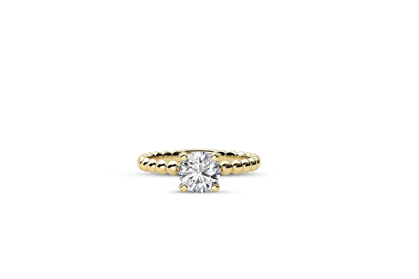 Bubble & Bead Solitaire Moissanite Engagement Ring 14k Gold