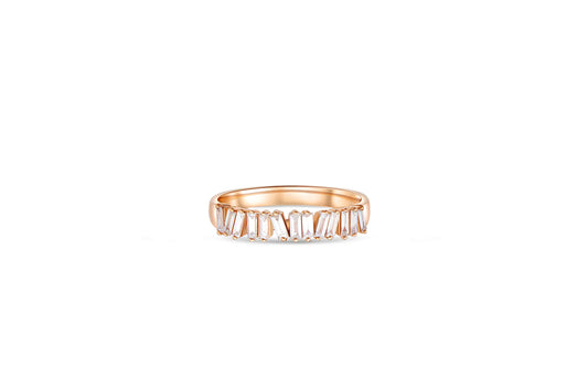 Baguette Row Wedding 14k gold ring