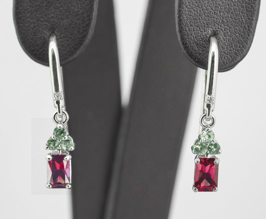 Garnet, tourmaline 14k gold earrings