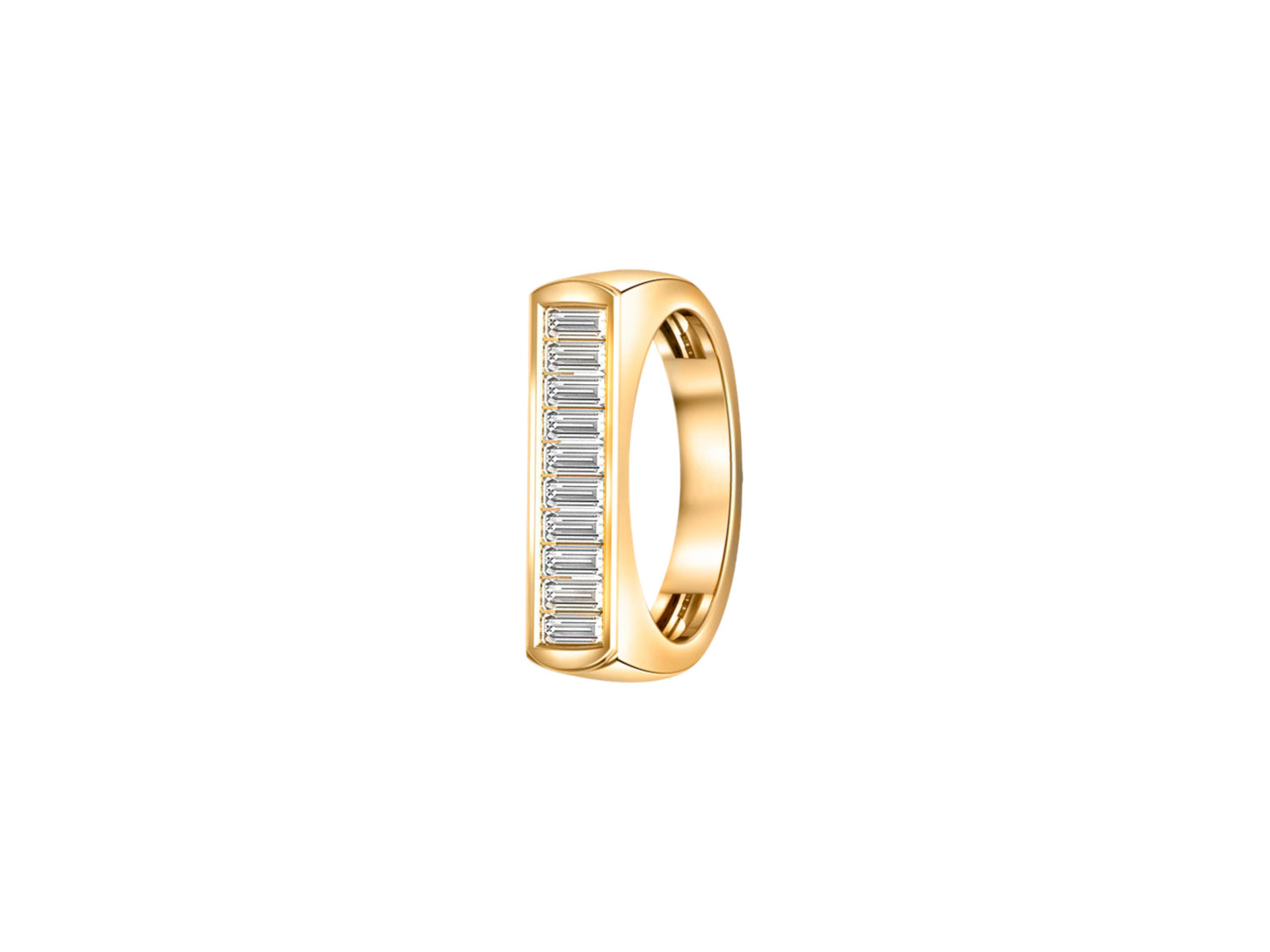 Baguette moissanite 14k gold half eternity ring