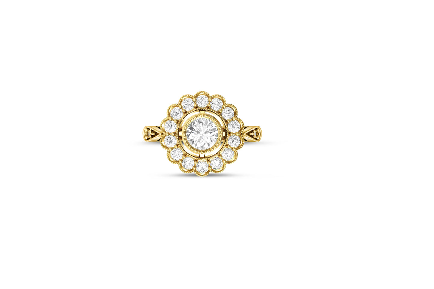 Vintage Round Moissanite Engagement 14k Gold Ring