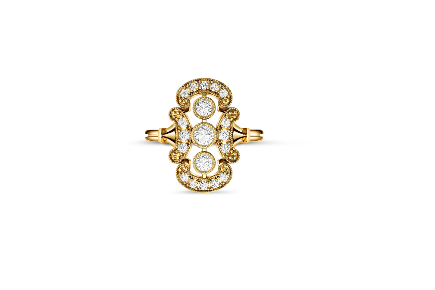 Vintage Round Moissanite Engagement 14k Gold Ring