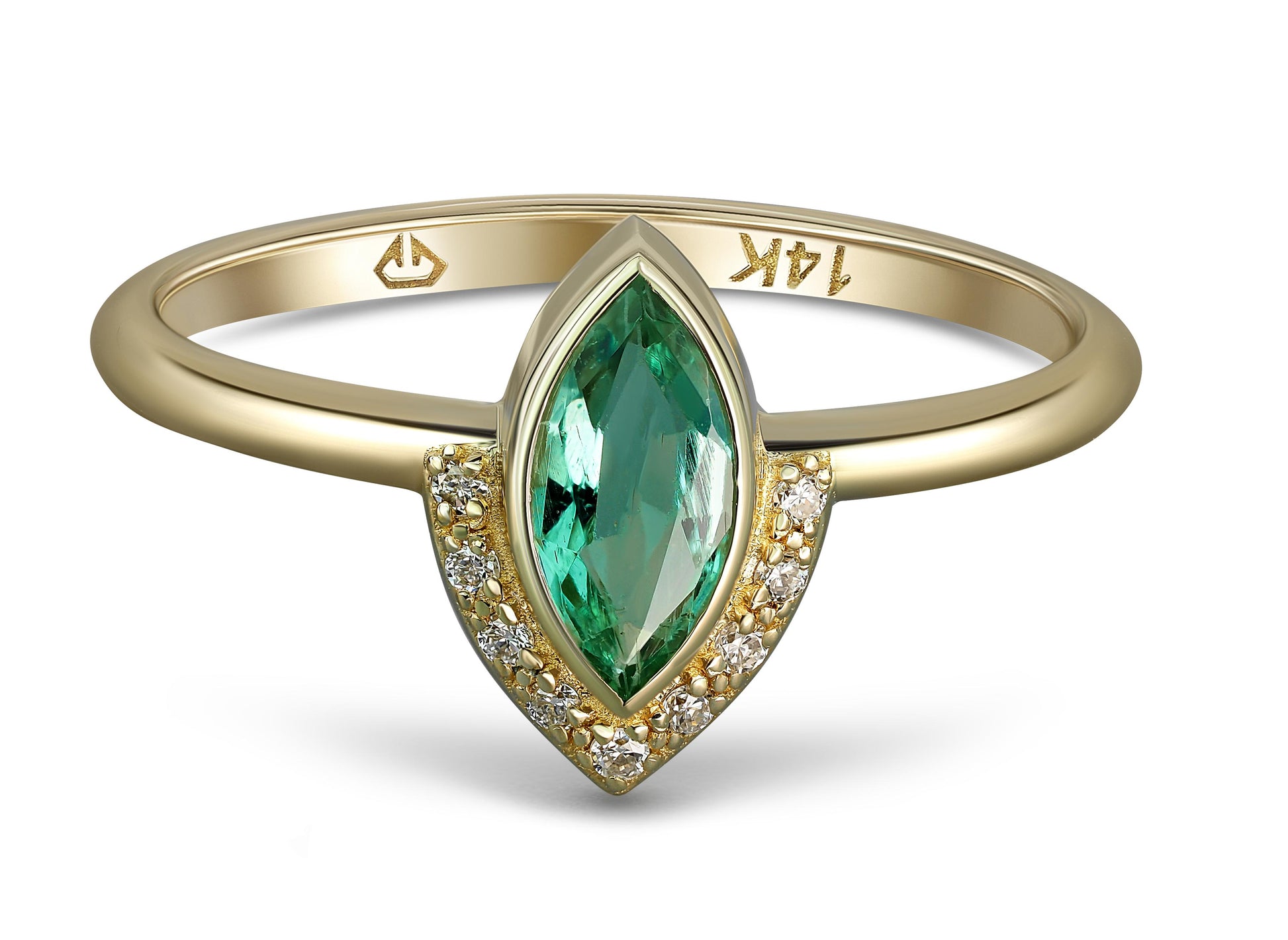 Marquise Emerald 14k gold Ring