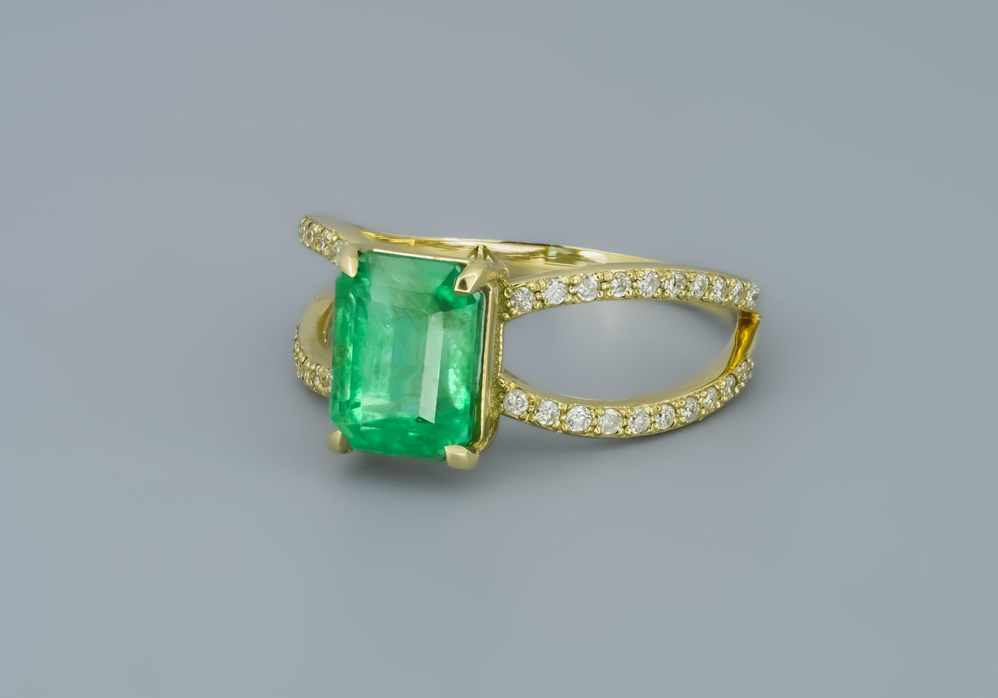 Octagon Emerald 14k gold ring