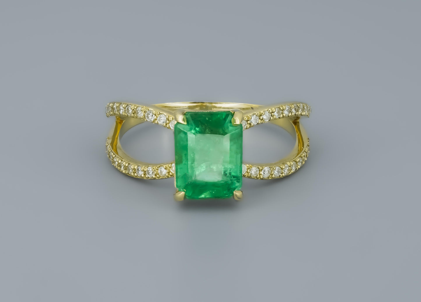 Octagon Emerald 14k gold ring