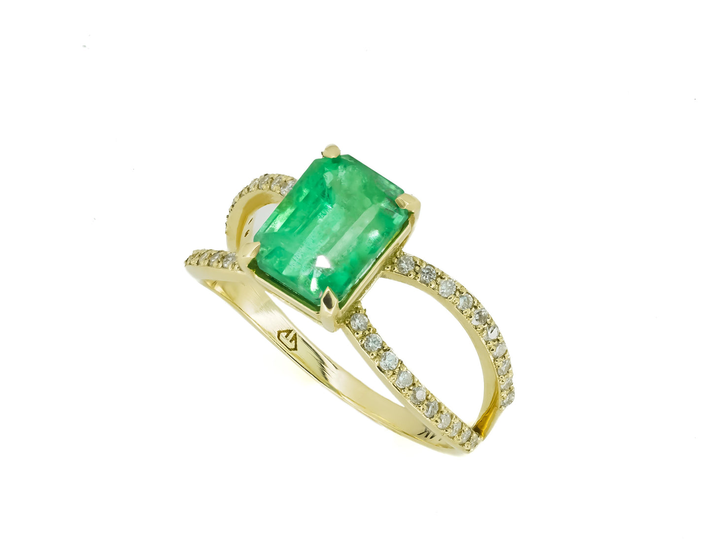 Octagon Emerald 14k gold ring