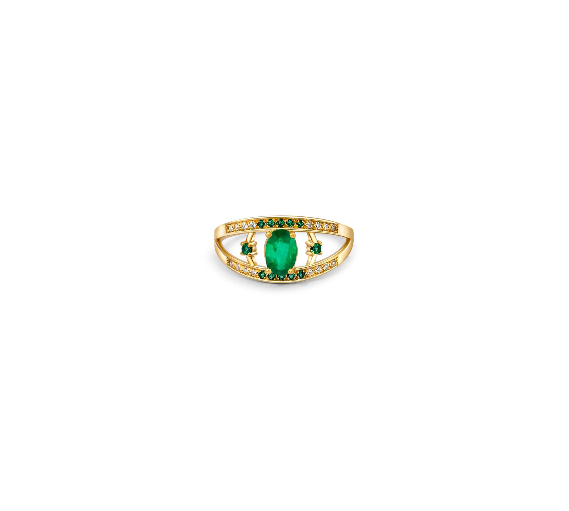 Oval emerald 14k gold ring