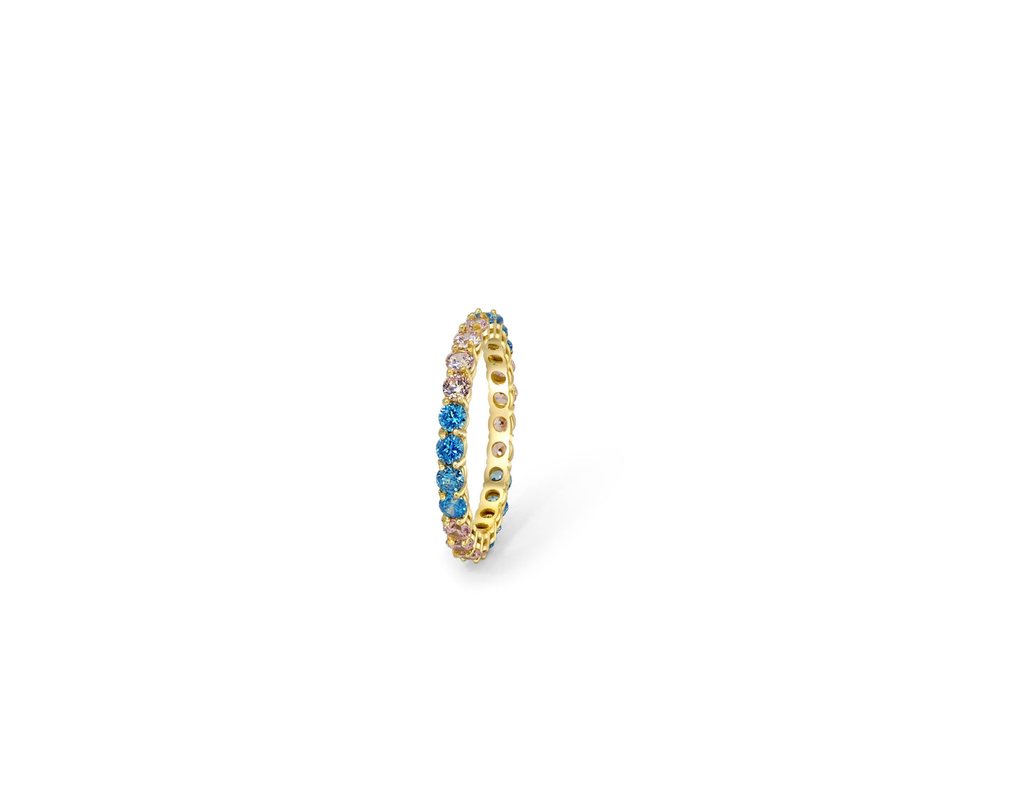 Multicolor gemstones eternity 14k gold ring band