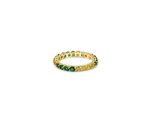 Multicolor gemstones eternity 14k gold ring band