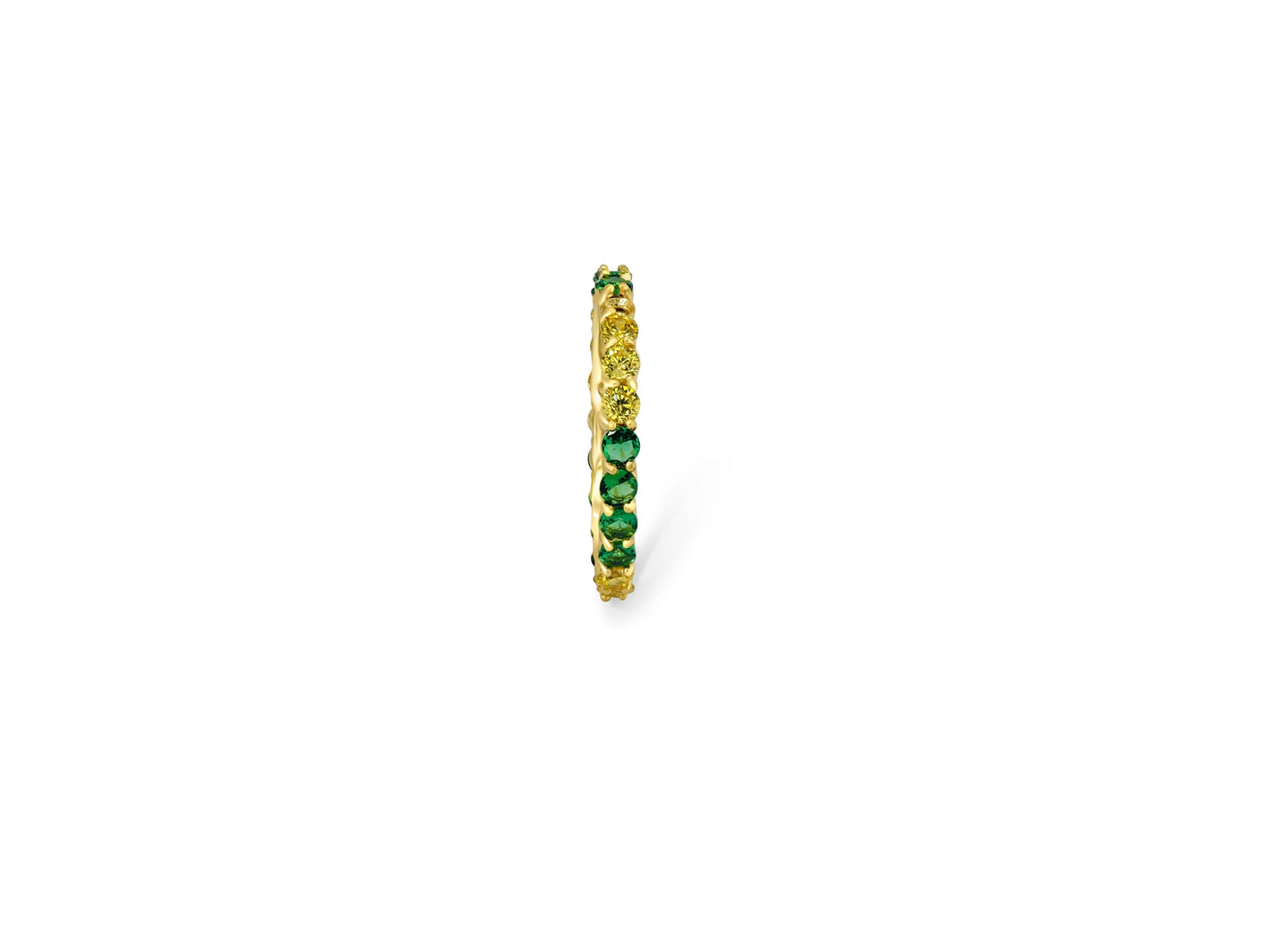 Multicolor gemstones eternity 14k gold ring band