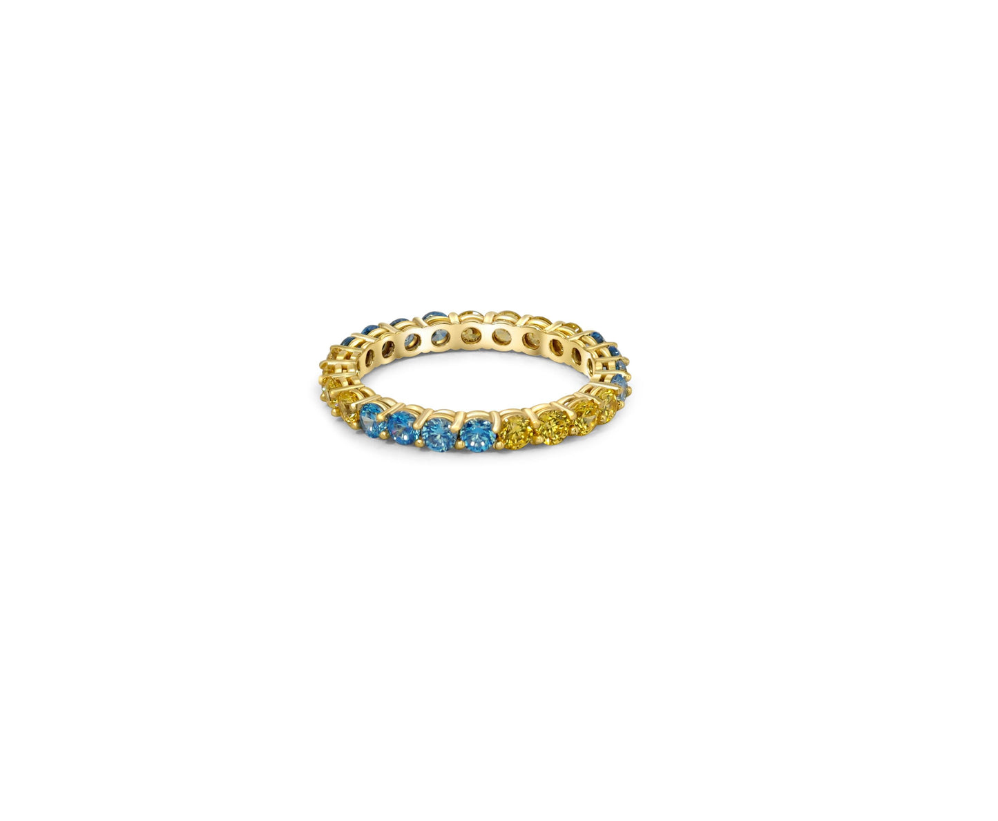 Multicolor gemstones eternity 14k gold ring band