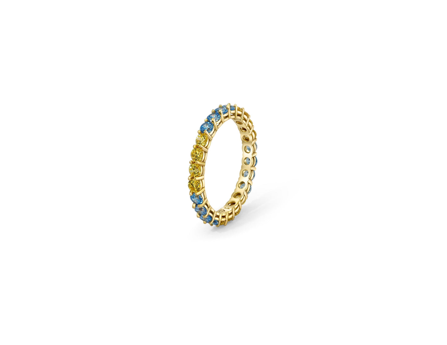 Multicolor gemstones eternity 14k gold ring band