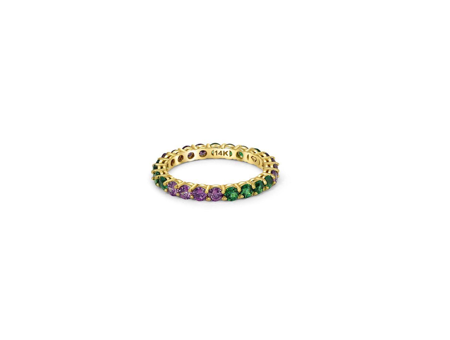 Multicolor gemstones eternity 14k gold ring band