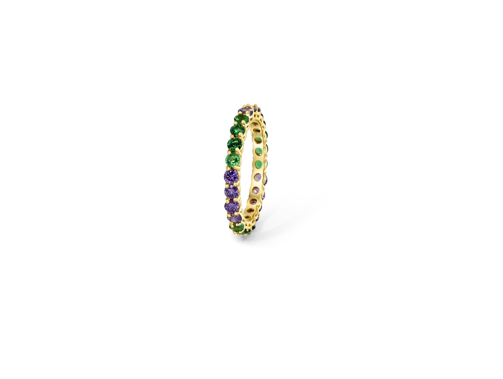 Multicolor gemstones eternity 14k gold ring band